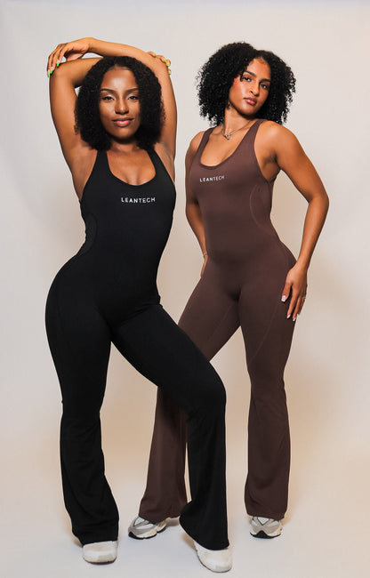 flared backless jumpsuit