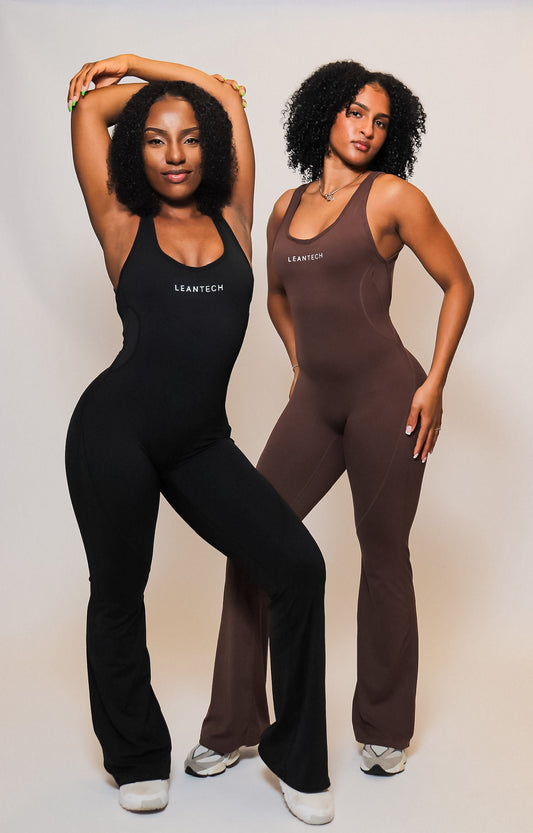 flared backless jumpsuit