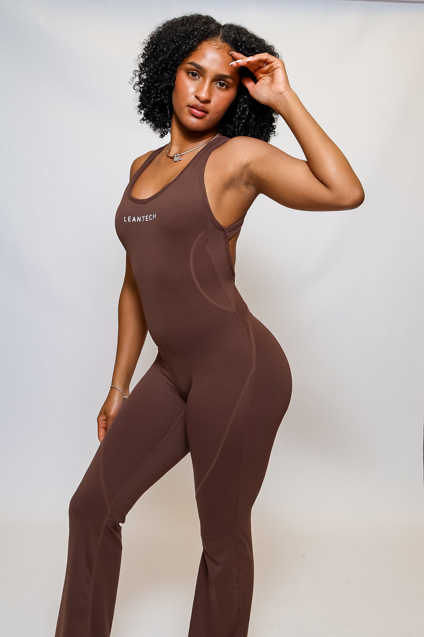 flared backless jumpsuit