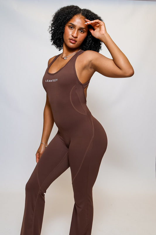 flared backless jumpsuit